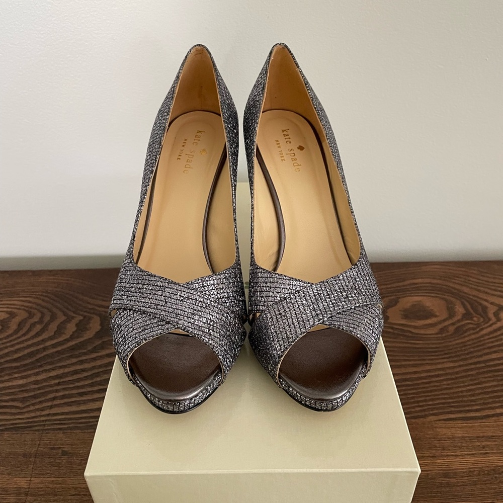 Kate Spade High Heel Billie Shoes Women’s size 7.5 Wedding Glitter Heels Italy